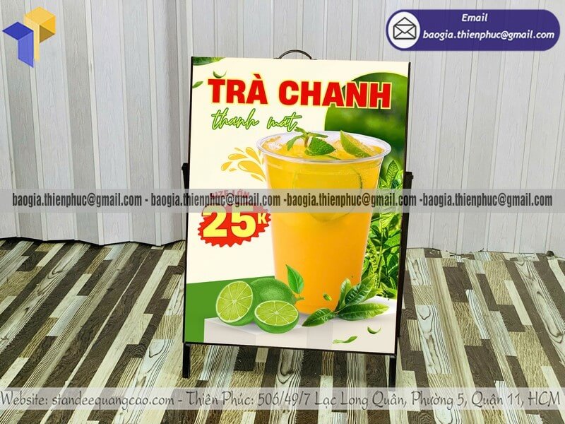 Bảng quảng cáo chân sắt 1 mặt cho quán nước vỉa hè