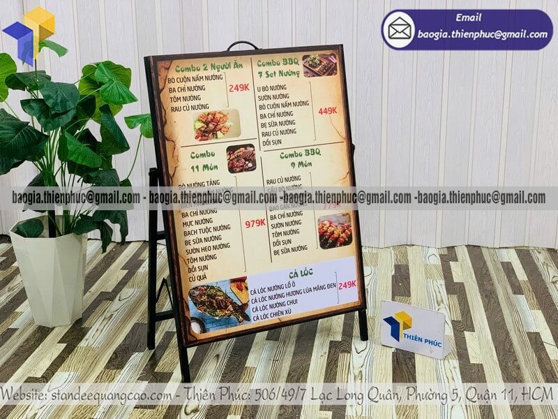 Bảng standee khung sắt quảng cáo di động in 1 mặt quảng bá sản phẩm khuyến mãi