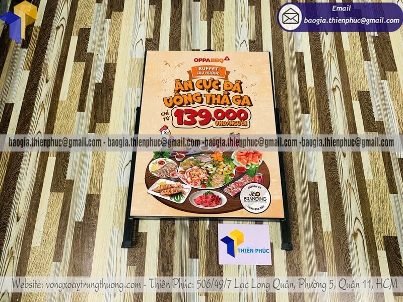 Bảng standee quảng cáo in 1 mặt chân sắt ngoài trời đẹp bán lẻ bán sỉ