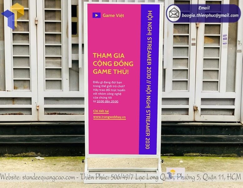 Báo giá bảng standee quảng cáo đứng in 2 mặt chịu gió