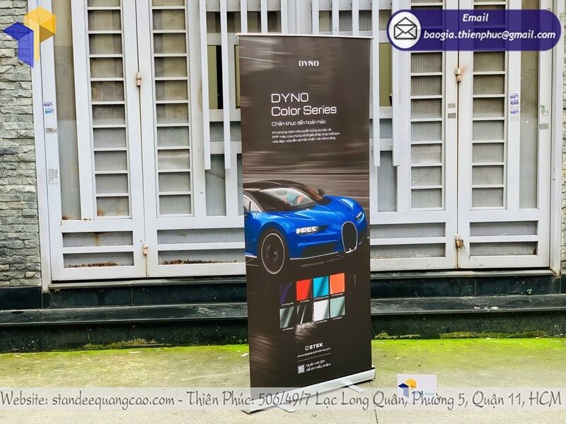 Báo giá mẫu standee dựng cuộn nhôm in logo giá rẻ tại Thiên Phúc in nhanh