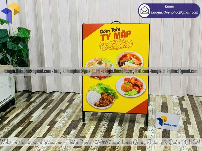 Báo giá standee A chân sắt gấp gọn giới thiệu sản phẩm