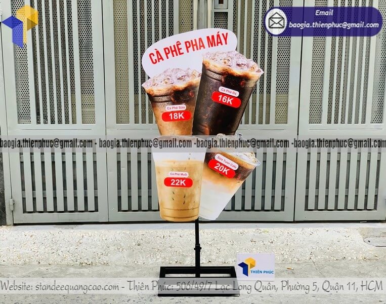 Báo giá standee mockup ly cafe 3D cho quán cafe