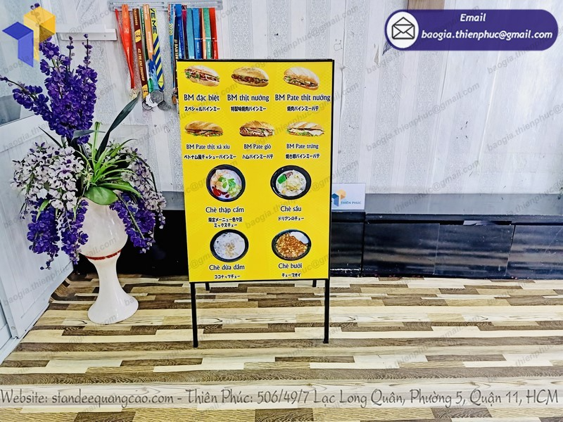 báo giá standee quảng cáo quán ăn