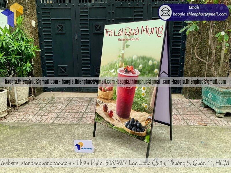 Biển hiệu chữ A khung sắt in hai mặt gấp gọn bán dạo ngoài trời giá rẻ