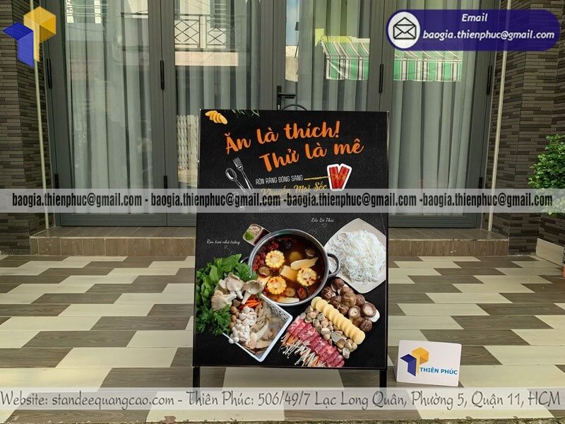 Biển quảng cáo chữ A chịu gió khung sắt in hai mặt