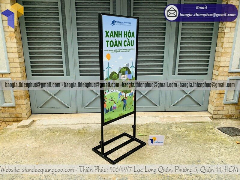 Biển quảng cáo đứng 2 mặt bằng sắt chịu gió ngoài trời tham khảo gia công cho doanh nghiệp