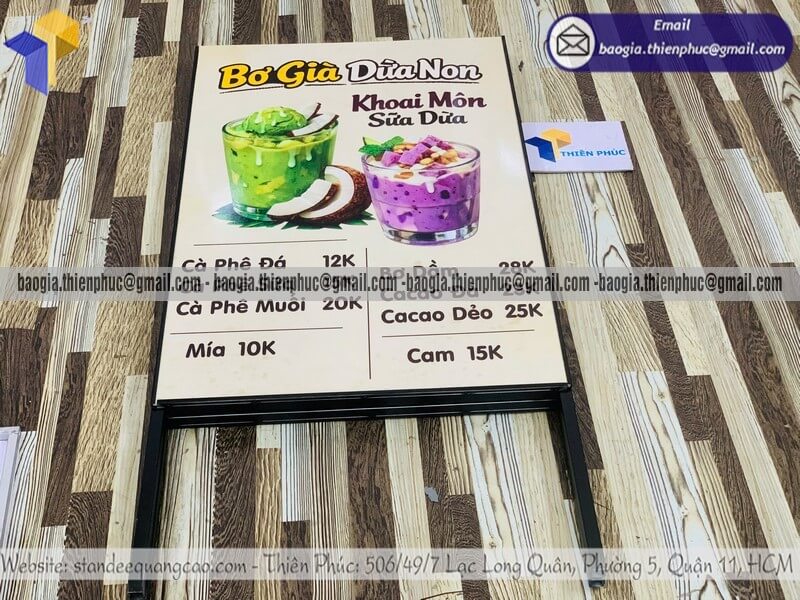 Biển quảng cáo đứng chữ A chân sắt vỉa hè bán hàng bán lễ tân nơi thu hút khách hàng