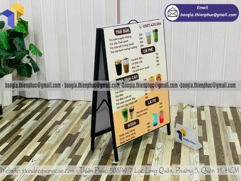 Biển quảng cáo khung sắt chữ A 2 mặt đứng đường phố gia công theo yêu cầu giá tốt nhất