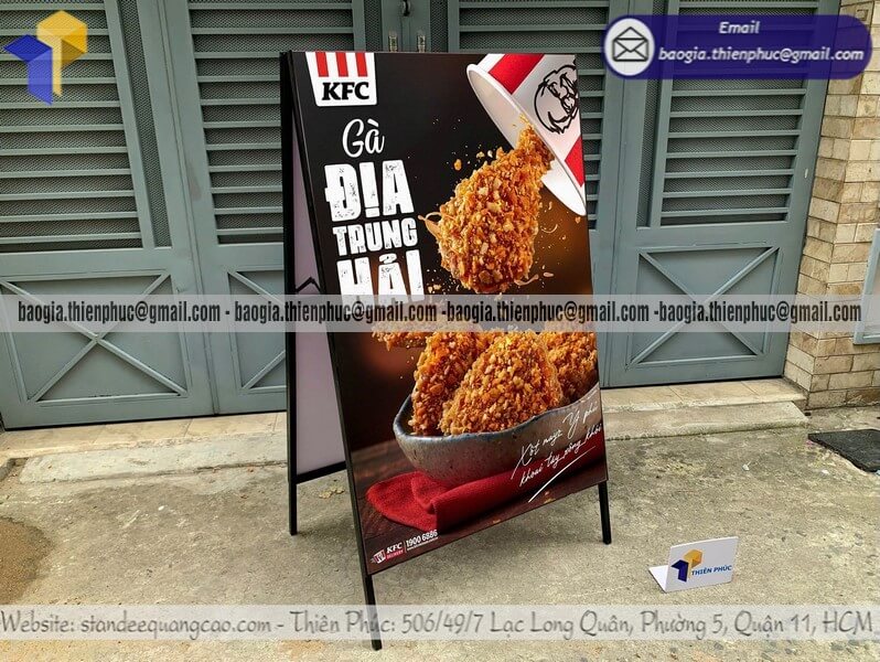 Đặt làm bảng standee chữ A khung sắt di động in 2 mặt quảng cáo cho quán cafe shop mỹ phẩm bán lẻ