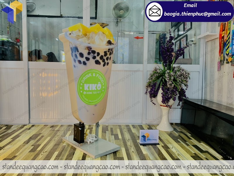 đặt mua standee hộp đèn hình ly trà sữa