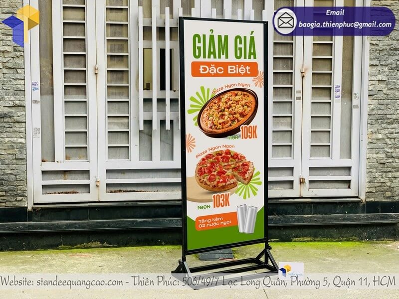 Gia công bảng Standee 2 mặt đứng quảng cáo in logo rẻ sản xuất lớn