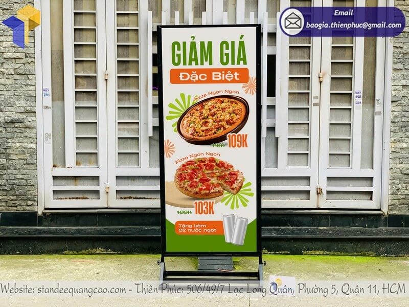 Gia công bảng Standee 2 mặt đứng quảng cáo in logo rẻ