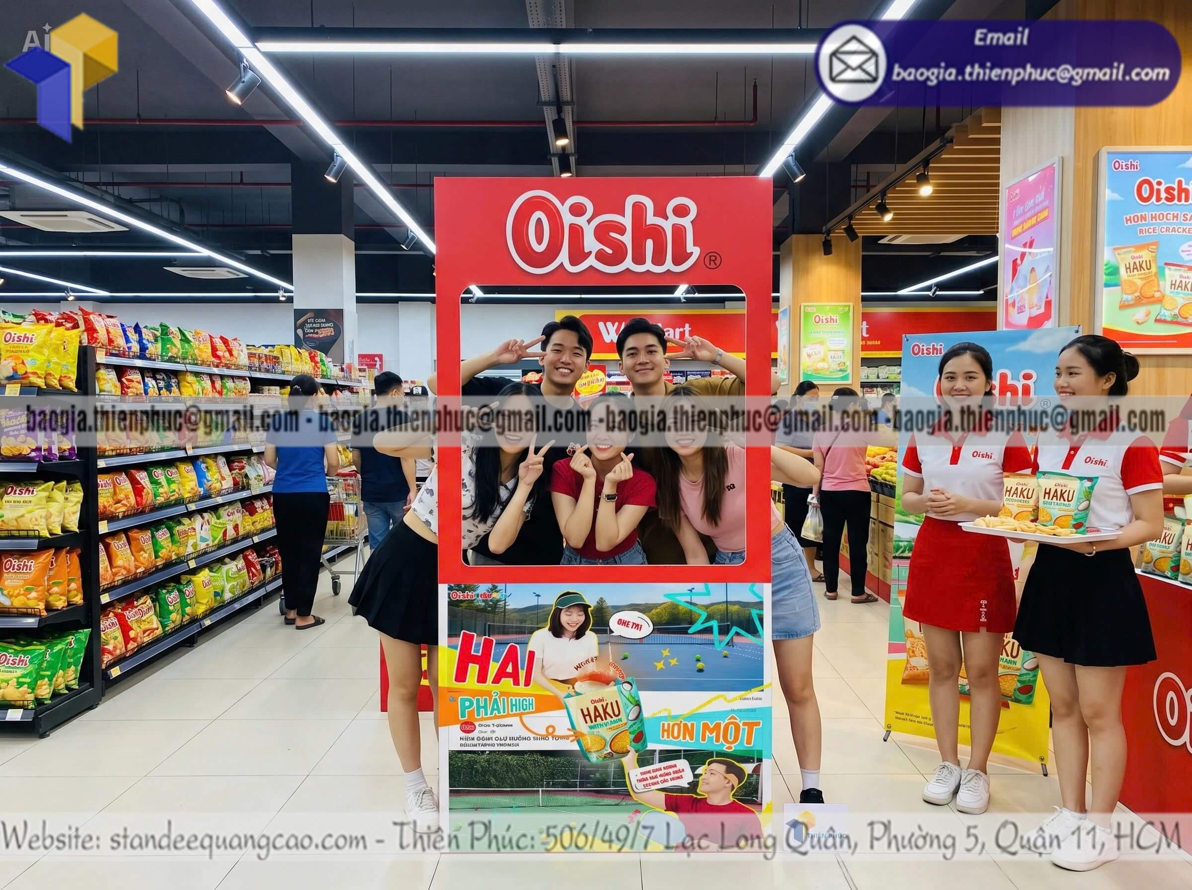Giá khung backdrop check in formex trong siêu thị