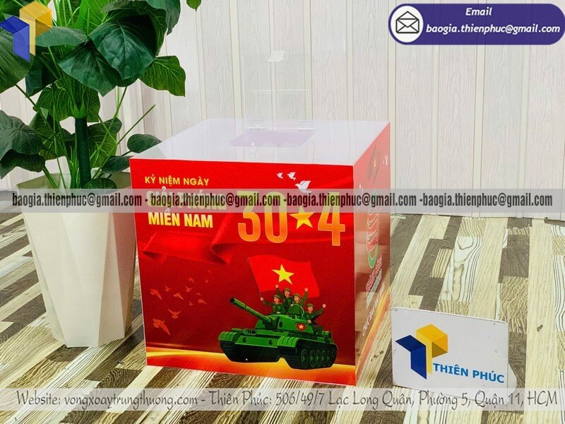 In hòm mica đựng phiếu rút thăm may mắn cho sự kiện ra mắt sản phẩm event lớn