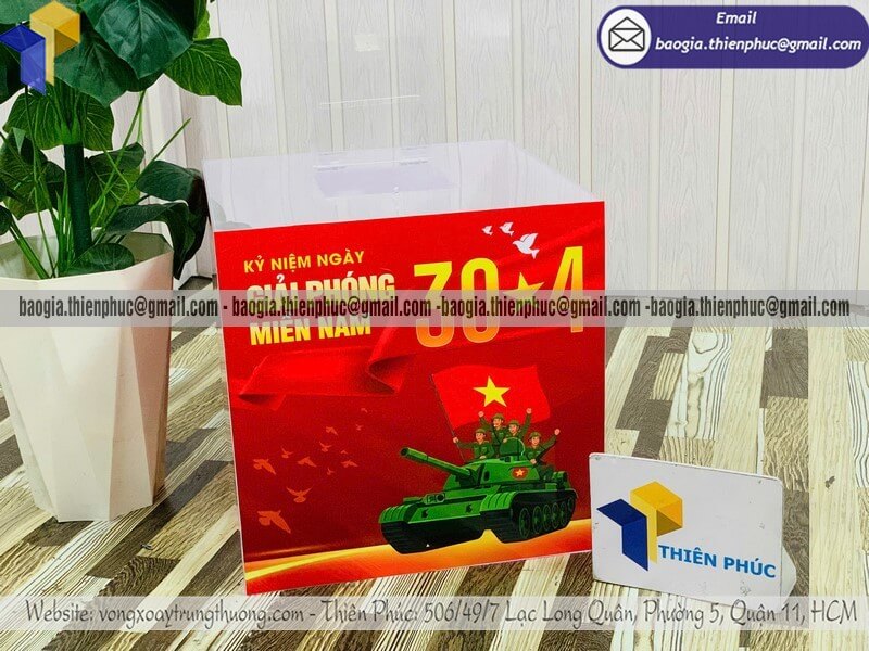 In hòm mica đựng phiếu rút thăm may mắn cho sự kiện từ 480k đến 800k vibe sang