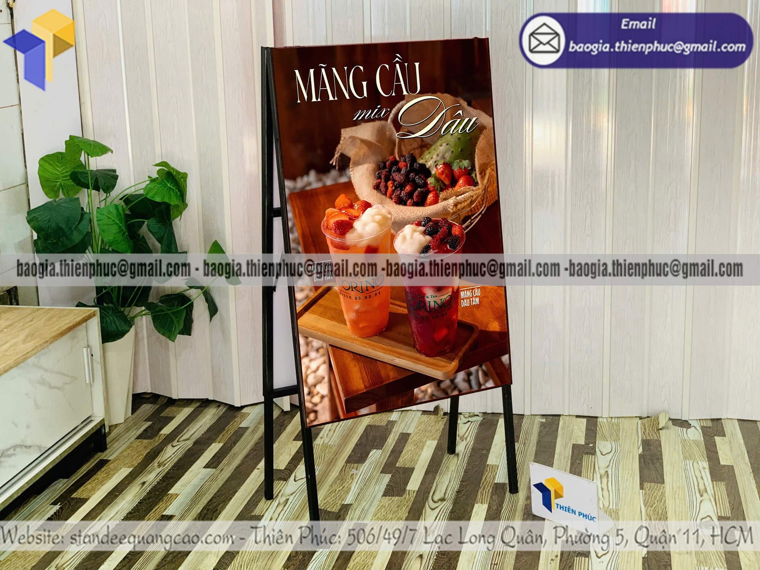 Khung bảng hiệu chữ A bằng sắt 2 mặt dựng vỉa hè quảng cáo mini cho người mới mở cửa hàng