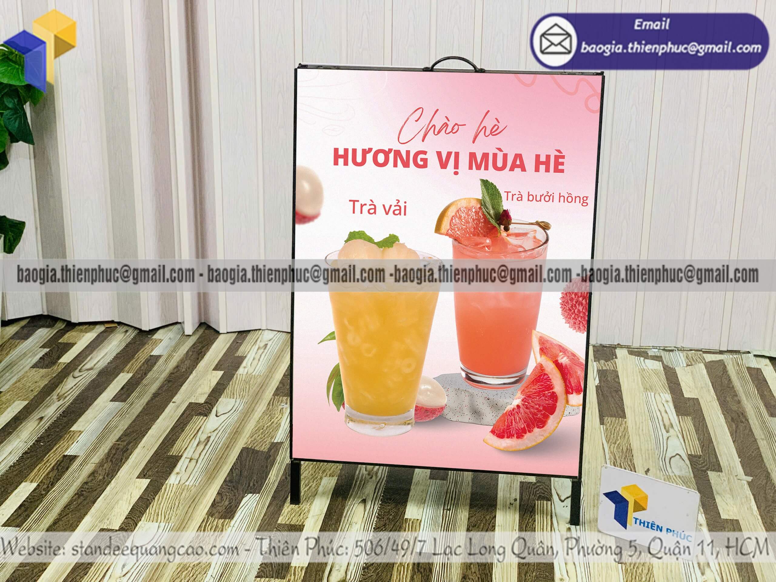 Khung standee A bằng sắt in hình sản phẩm giá rẻ