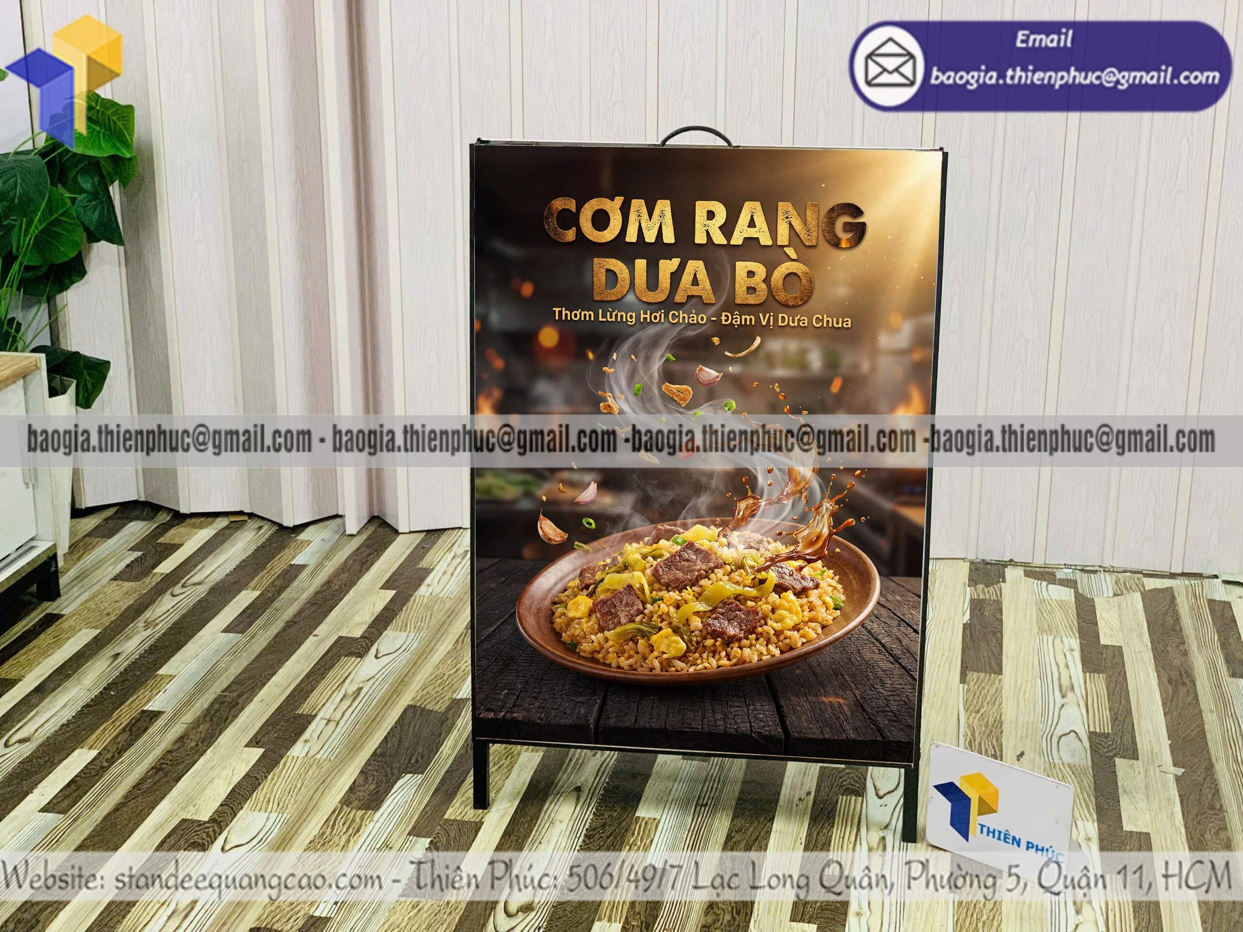 Khung standee A chân sắt in sản phẩm quảng cáo