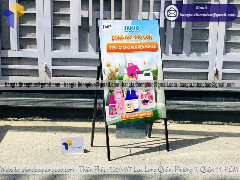 Khung standee chữ A bằng sắt in sản phẩm trưng bày không lo đổ nghiêng không lo hư hỏng