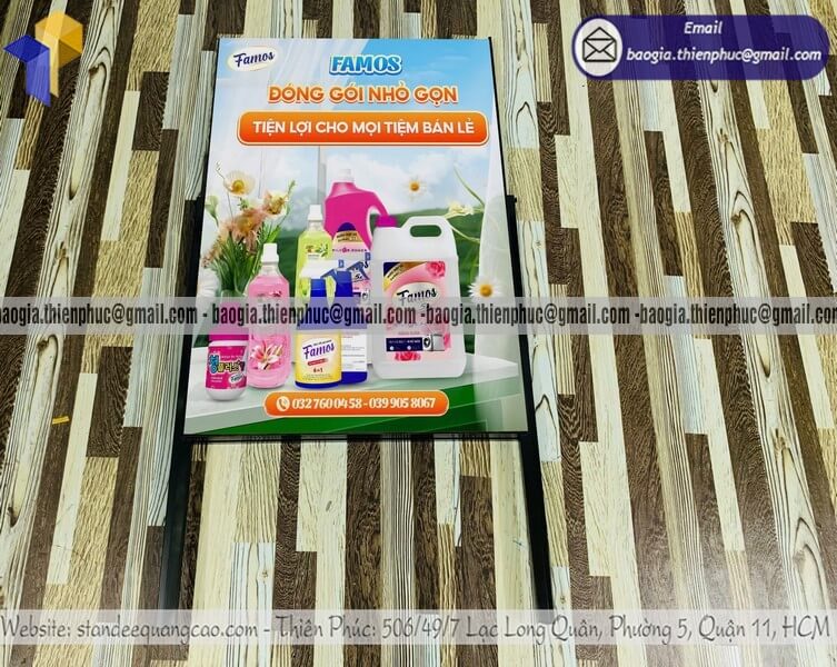 Khung standee chữ A bằng sắt in sản phẩm trưng bày thu hút giới trẻ yêu thể thao
