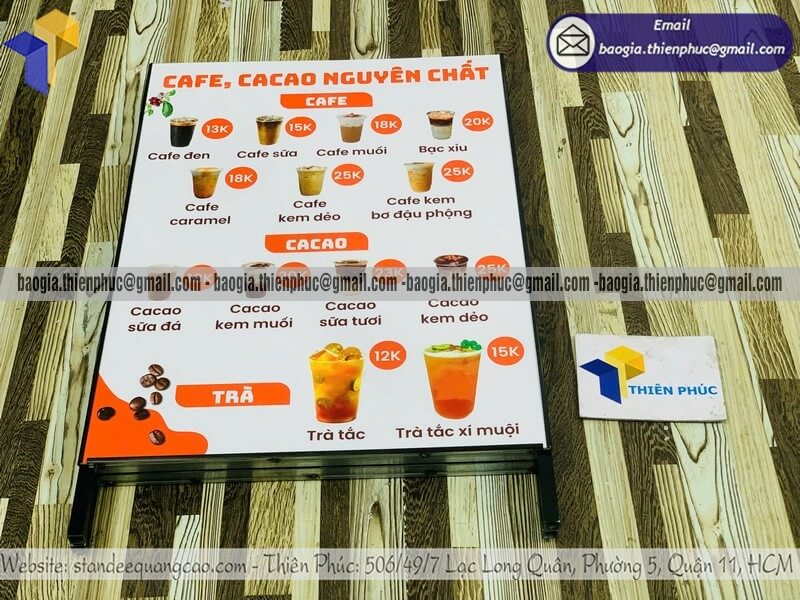 Mẫu biển hiệu A đứng bằng khung sắt để ngoài trời chi phí thấp tiết kiệm vận chuyển