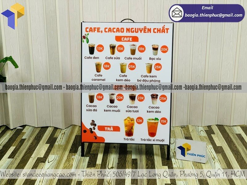 Mẫu biển hiệu A đứng bằng khung sắt để ngoài trời sử dụng khuyến mãi giảm giá