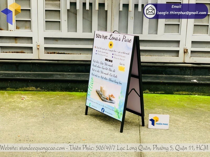 Mẫu khung bảng chữ A in 2 mặt ngoài trời mới nhất di chuyển gấp gọn