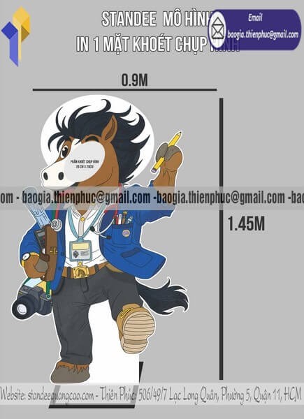 Mẫu standee mô hình in 1 mặt khoét chụp hình giá rẻ tại xưởng gia công chụp hình sự kiện