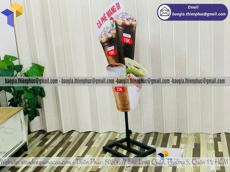 Mẫu standee mockup ly cafe in 3D trưng bày quán cafe cho chủ quán fb bán tại Việt Nam