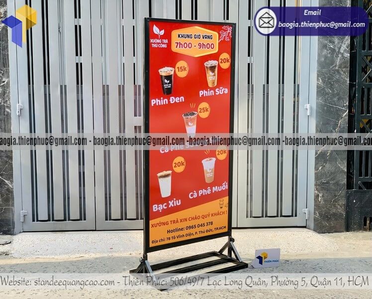 Nơi bán Standee quảng cáo khung sắt đứng 2 mặt ngoài trời cửa hàng vỉa hè sự kiện