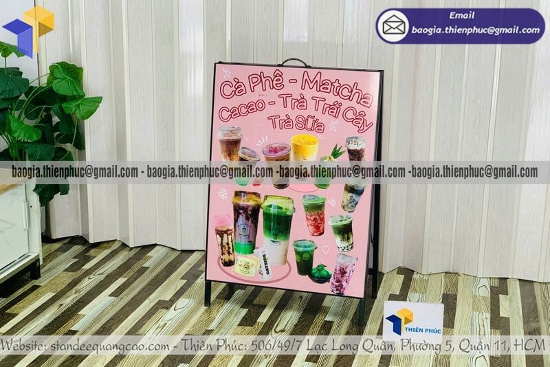 Nơi in bảng hiệu chữ A bằng sắt gấp gọn hai mặt vỉa hè cho shop mỹ phẩm tiệm bánh