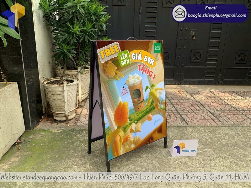Nơi làm bảng standee chữ A 2 mặt in logo in ấn rõ nét tại TPHCM