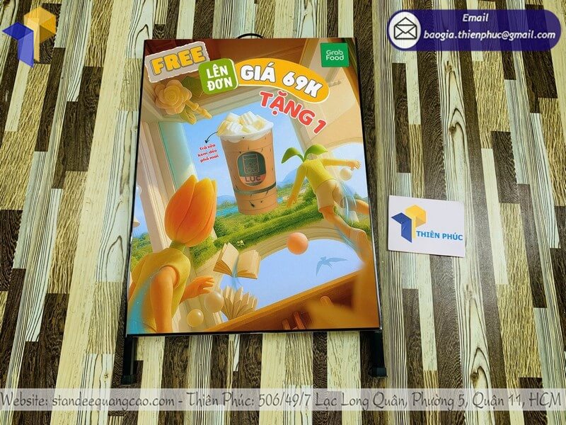 Nơi làm bảng standee chữ A 2 mặt in logo giá xưởng sản xuất Thiên Phúc