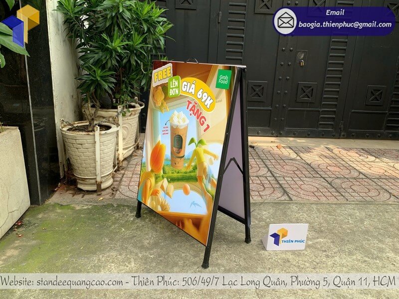 Nơi làm bảng standee chữ A 2 mặt in logo nhiều mẫu đẹp Thiên Phúc