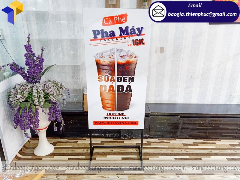 standee 2 mặt quảng cáo bán cà phê