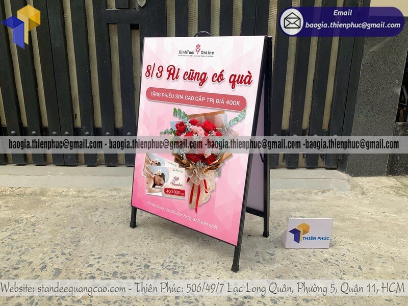 Standee A in 2 mặt quảng cáo để trên vỉa hè sản xuất trực tiếp phục vụ hỗ trợ kinh doanh