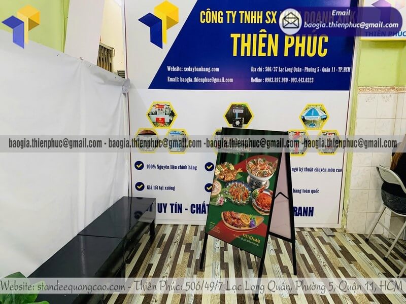 Standee A khung sắt giới thiệu sản phẩm quán ăn thực đơn giá rẻ hút khách đường phố