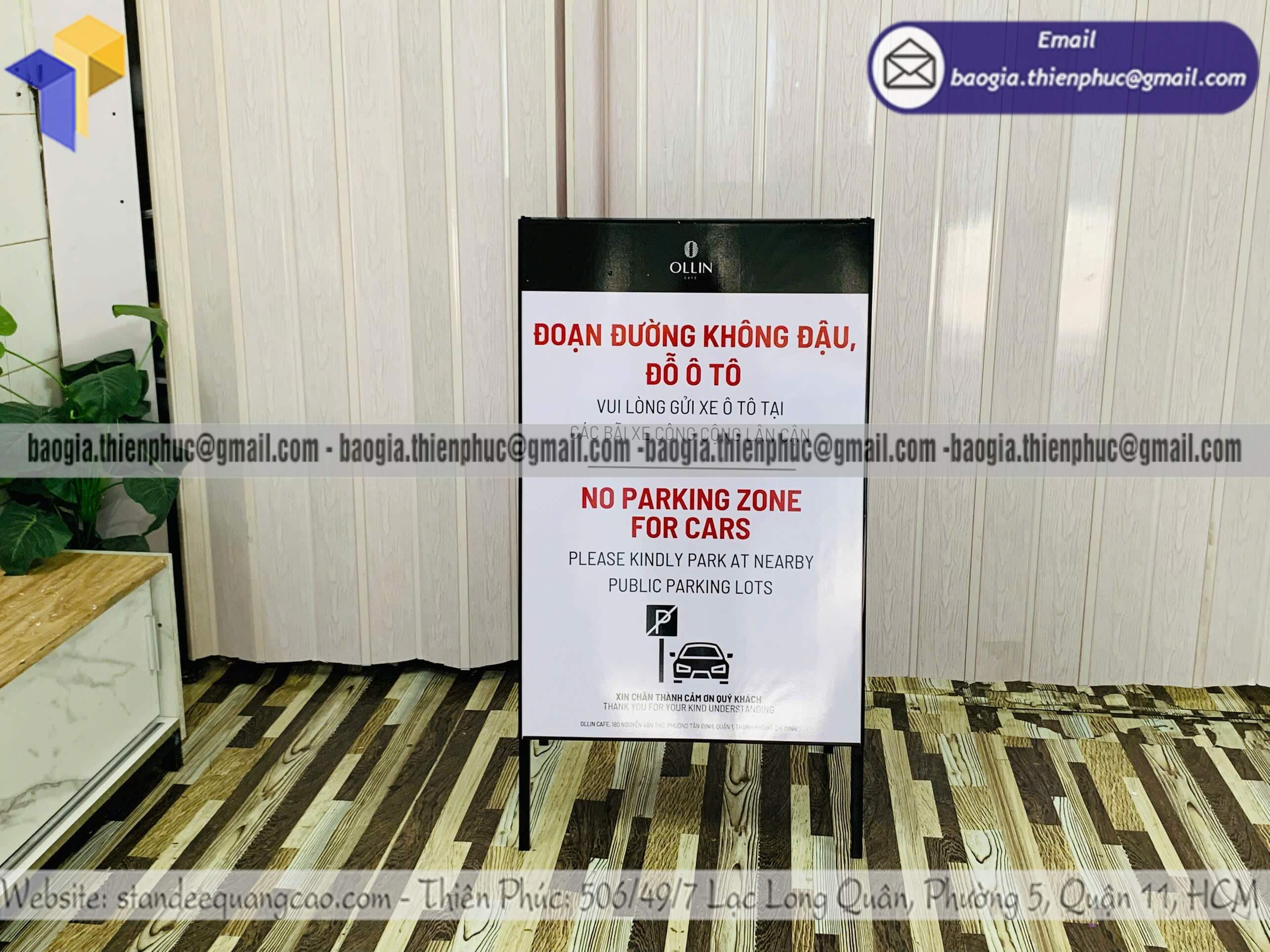Standee A khung sắt ngoài trời in thông tin 2 mặt