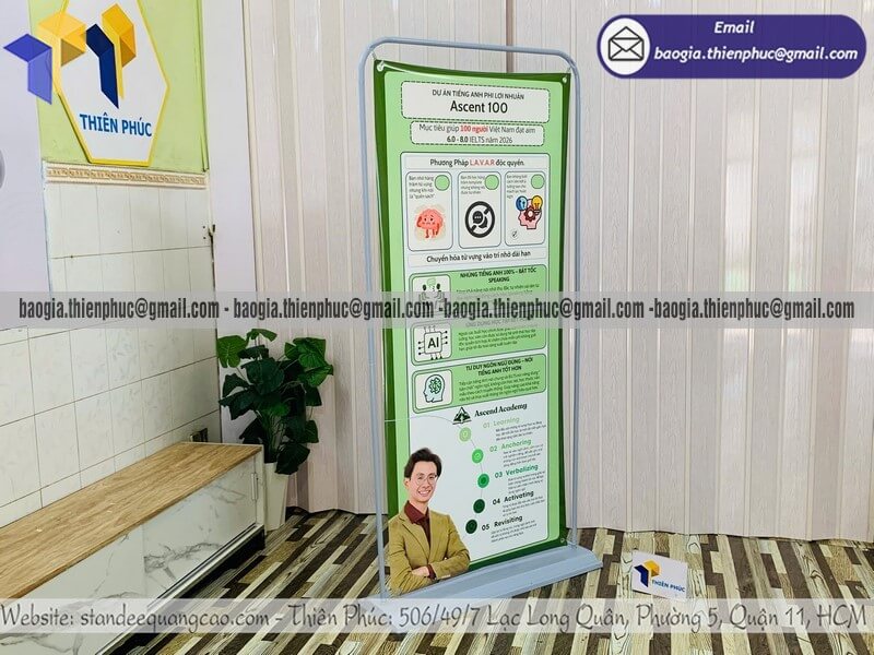 Standee  cuốn quảng cáo treo banner 1 mặt chịu gió gia công cho doanh nghiệp và shop