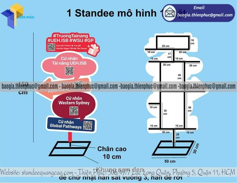 Standee mô hình 1 mặt quảng cáo giới thiệu đặt ngoài trời cho cửa hàng tiện lợi siêu thị mini