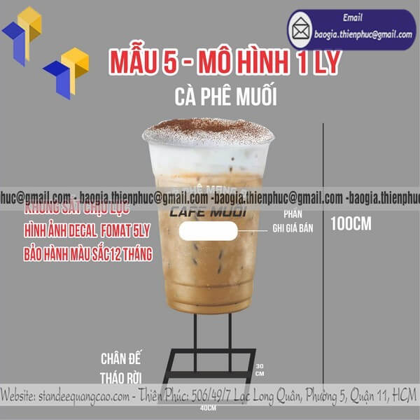 Standee mô hình ly cafe bằng 3D có sẵn giá rẻ cho khai trương cửa hàng fbn trưng bày trước cửa hàng