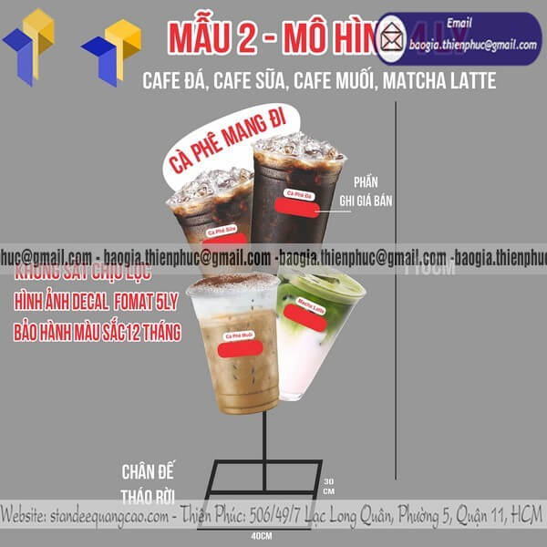 Standee mô hình ly cafe bằng 3D có sẵn giá rẻ không qua trung gian theo yêu cầu cho doanh nghiệp