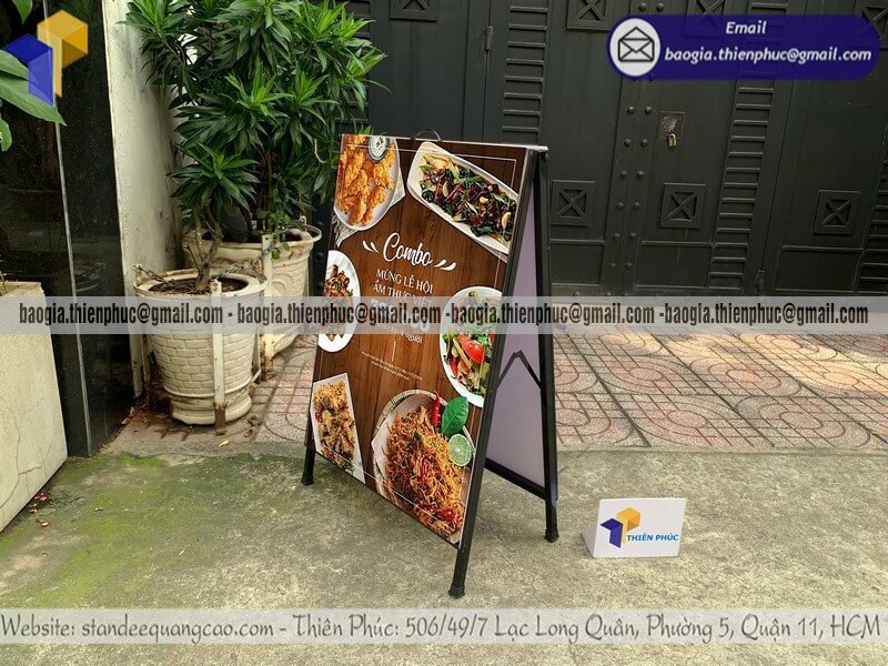Standee quảng cáo khung chữ A cho quán ăn đặt ngoài trời xưởng sản xuất giá tận gốc  500.000 trở lên