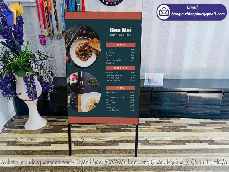 standee thực đơn quán ăn