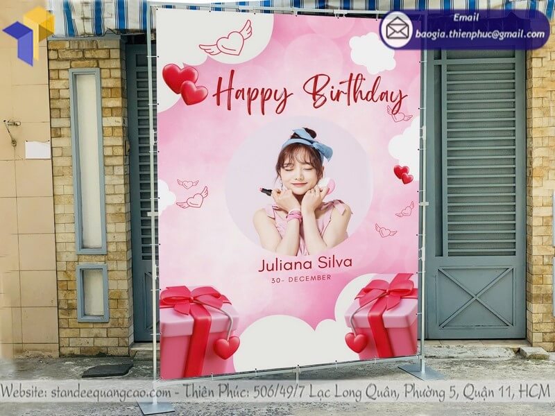 Thiết kế backdrop di động ngoài trời sự kiện sinh nhật không qua trung gian cho đơn vị tổ chức