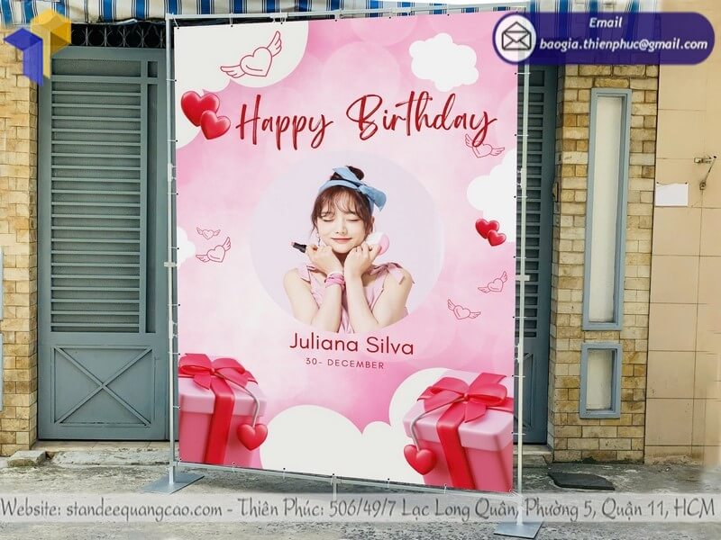 Thiết kế backdrop di động ngoài trời sự kiện sinh nhật gia công trực tiếp cho gia đình