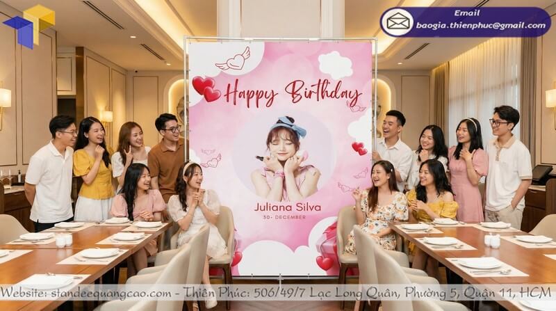 Thiết kế backdrop di động ngoài trời sự kiện sinh nhật