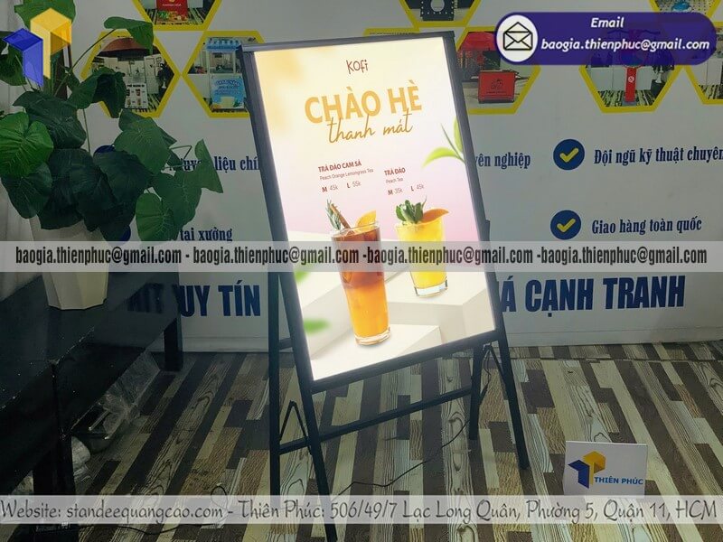 Thiết kế bảng đèn led siêu mỏng 1 mặt cho quán nước xu hướng quảng cáo quán ăn vặt, trà sữa