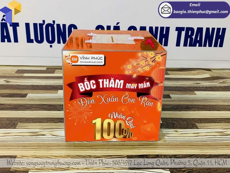 Thiết kế mẫu thùng đựng phiếu rút thăm mica trong đẹp